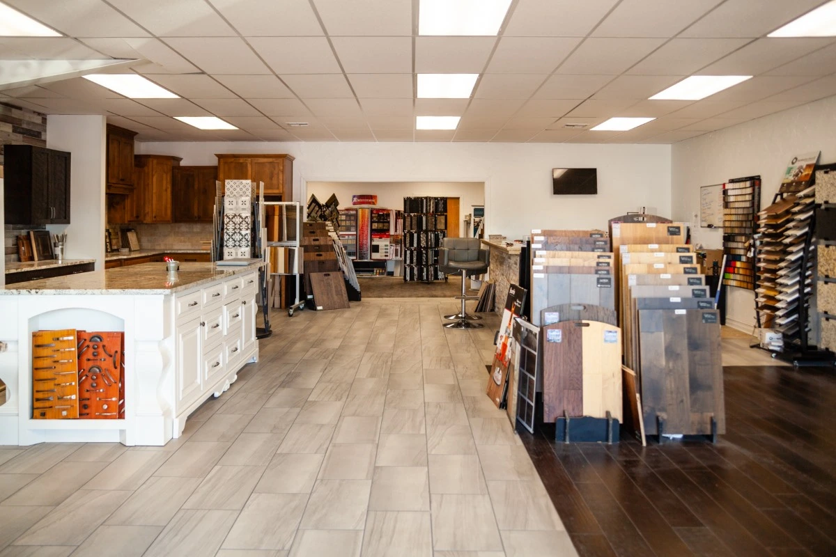 Wide selection of flooring materials displayed in our Oklahoma showroom