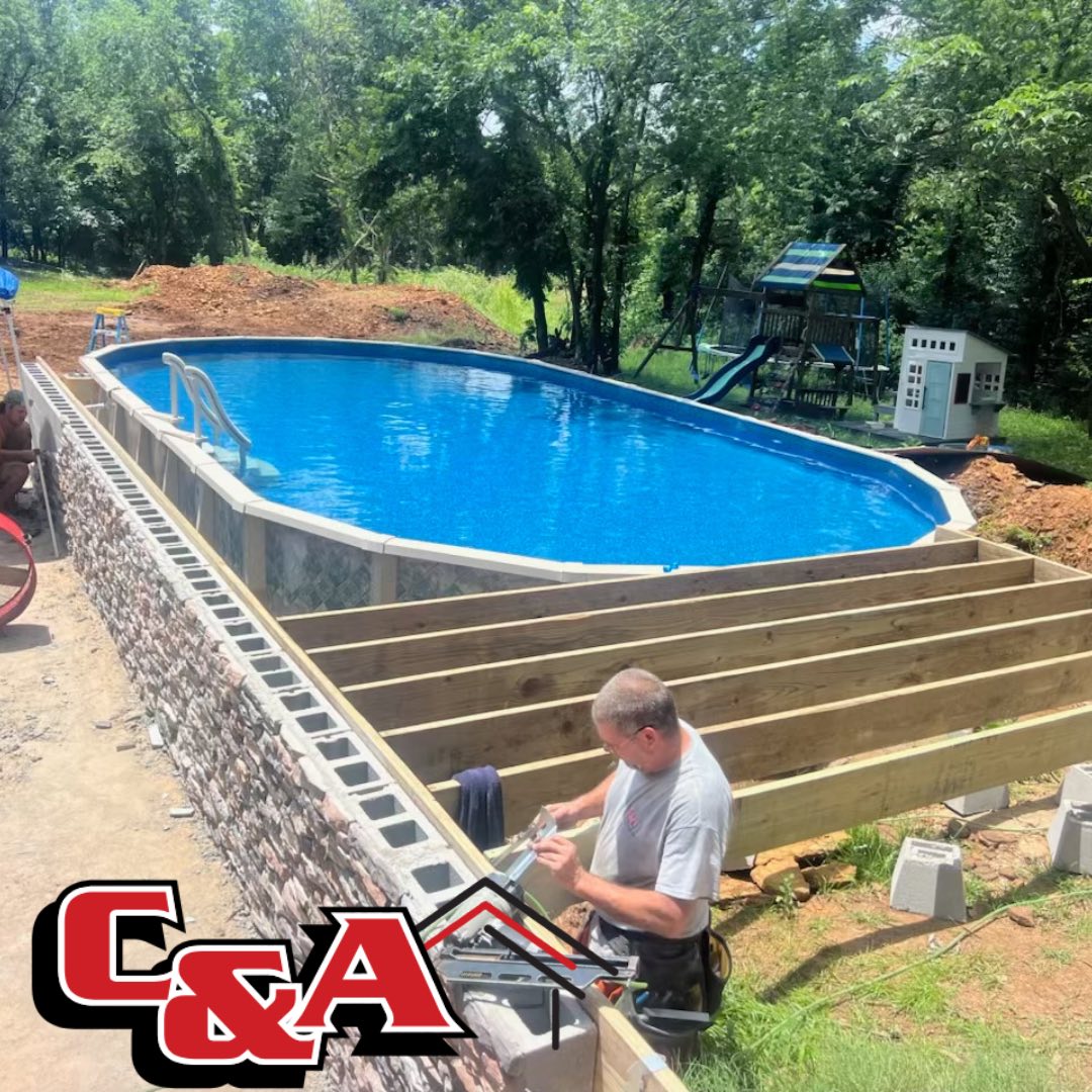 Pool deck construction and installation by C&A Roofing & Construction